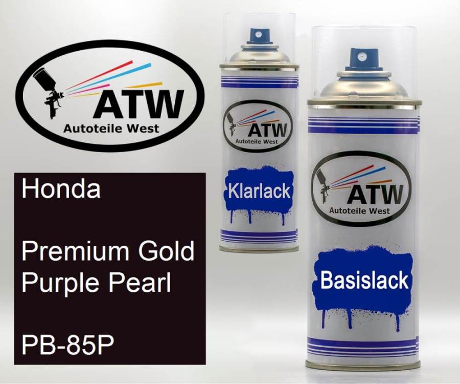 Honda, Premium Gold Purple Pearl, PB-85P: 400ml Sprühdose + 400ml Klarlack - Set, von ATW Autoteile West.
